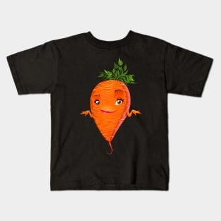 Cute Sassy Carrot Veggie Mascot Kids T-Shirt